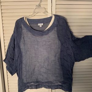 Slate blue J Jill sheer linen swing top. Sz S